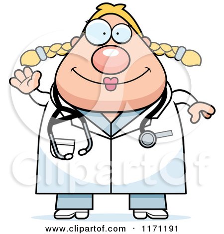Cartoon of a Waving Female Surgeon Doctor or Veterinarian - Royalty Free Vector Clipart by Cory Thoman