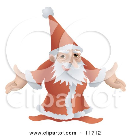 Santa in His Red and White Uniform, Standing With Open Arms Clipart Illustration by AtStockIllustration