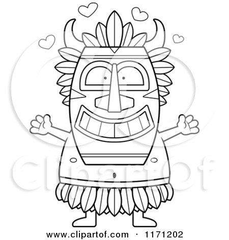 Cartoon Clipart Of A Loving Witch Doctor Wanting a Hug - Vector Outlined Coloring Page by Cory Thoman