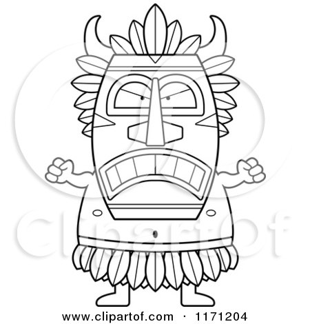 Cartoon Clipart Of A Mad Witch Doctor - Vector Outlined Coloring Page by Cory Thoman