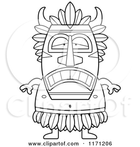 Cartoon Clipart Of A Depressed Witch Doctor - Vector Outlined Coloring Page by Cory Thoman