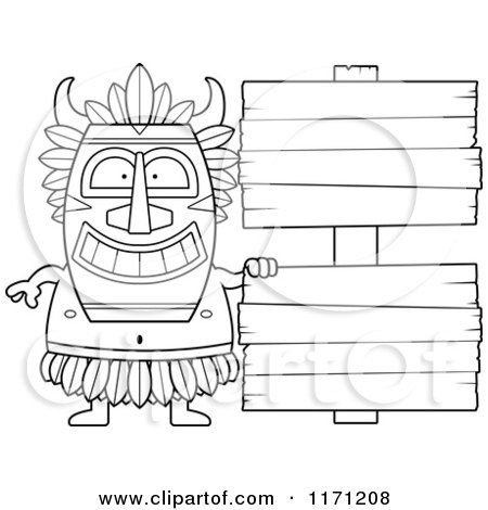 Cartoon Clipart Of A Happy Witch Doctor by Wooden Signs - Vector Outlined Coloring Page by Cory Thoman