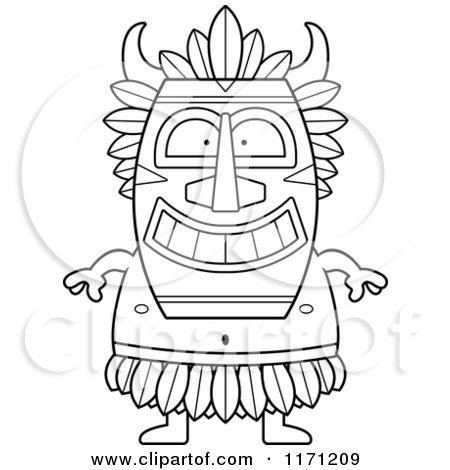 Cartoon Clipart Of A Happy Witch Doctor - Vector Outlined Coloring Page by Cory Thoman