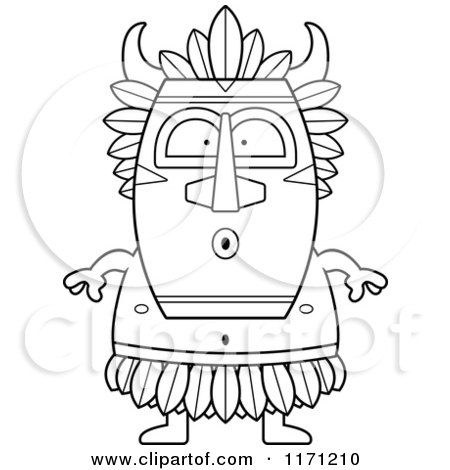 Cartoon Clipart Of A Surprised Witch Doctor - Vector Outlined Coloring Page by Cory Thoman