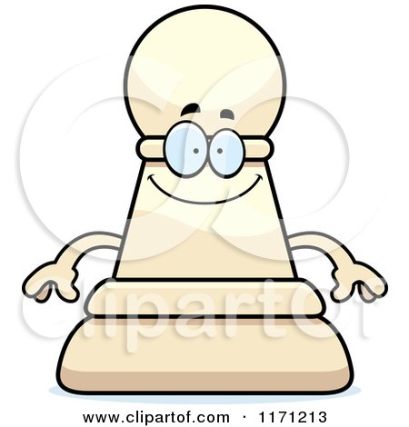 Cartoon of a Happy White Chess Pawn Mascot - Royalty Free Vector Clipart by Cory Thoman