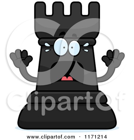 Cartoon of a Screaming Black Chess Rook Mascot - Royalty Free Vector Clipart by Cory Thoman