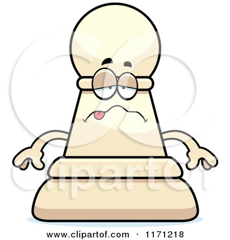 Cartoon of a Sick White Chess Pawn Mascot - Royalty Free Vector Clipart by Cory Thoman
