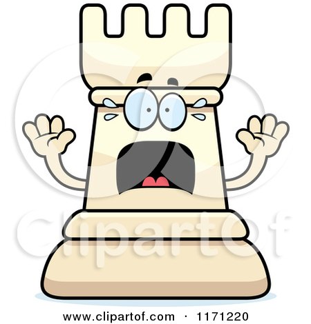 Cartoon of a Screaming White Chess Rook Mascot - Royalty Free Vector Clipart by Cory Thoman