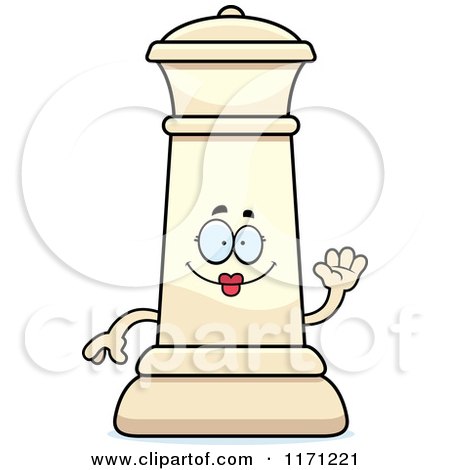 Cartoon of a Waving White Chess Queen Mascot - Royalty Free Vector Clipart by Cory Thoman