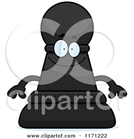 Cartoon of a Happy Black Chess Pawn Mascot - Royalty Free Vector Clipart by Cory Thoman