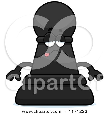 Cartoon of a Sick Black Chess Pawn Mascot - Royalty Free Vector Clipart by Cory Thoman