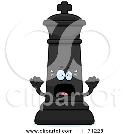 Cartoon of a Screaming Black Chess King - Royalty Free Vector Clipart by Cory Thoman