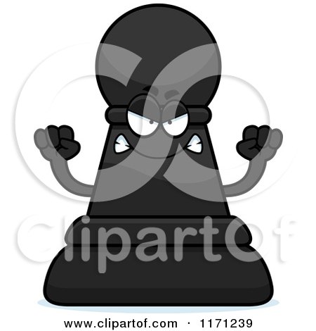 Cartoon of a Mad Black Chess Pawn Mascot - Royalty Free Vector Clipart by Cory Thoman