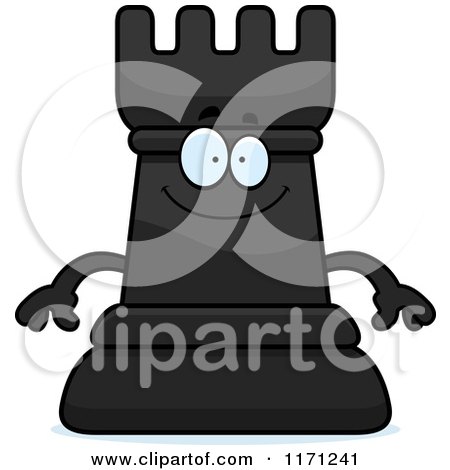Cartoon of a Happy Black Chess Rook Mascot - Royalty Free Vector Clipart by Cory Thoman