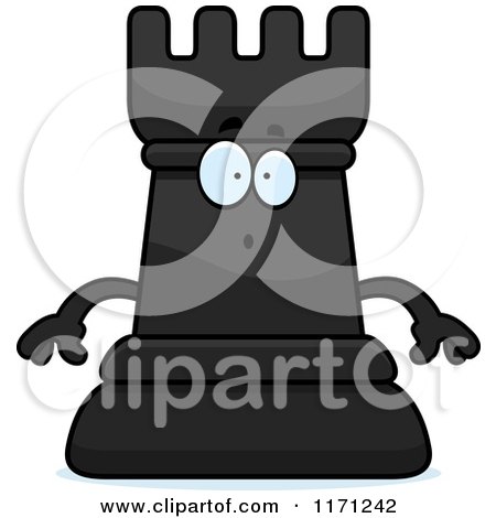 Cartoon of a Surprised Black Chess Rook Mascot - Royalty Free Vector Clipart by Cory Thoman