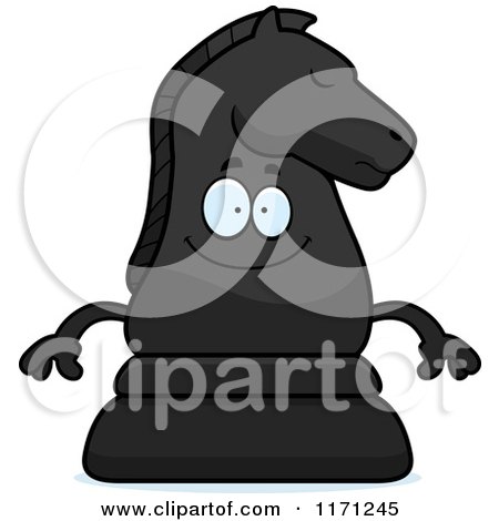 Cartoon of a Happy Black Chess Knight Mascot - Royalty Free Vector Clipart by Cory Thoman