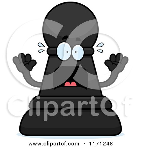 Cartoon of a Screaming Black Chess Pawn Mascot - Royalty Free Vector Clipart by Cory Thoman