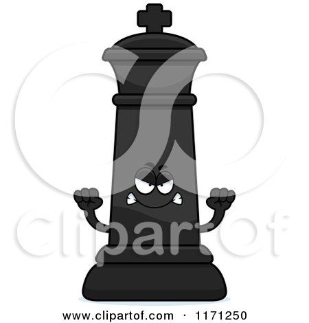 Cartoon of a Mad Black Chess King - Royalty Free Vector Clipart by Cory Thoman