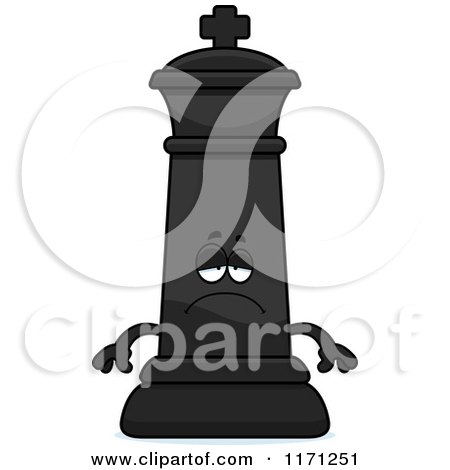 Cartoon of a Depressed Black Chess King - Royalty Free Vector Clipart by Cory Thoman
