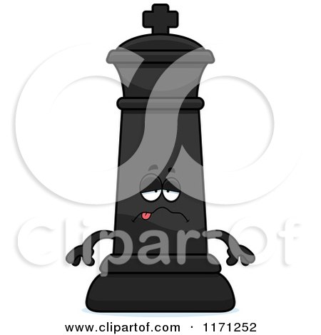 Cartoon of a Sick Black Chess King - Royalty Free Vector Clipart by Cory Thoman