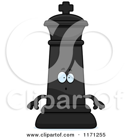 Cartoon of a Surprised Black Chess King - Royalty Free Vector Clipart by Cory Thoman