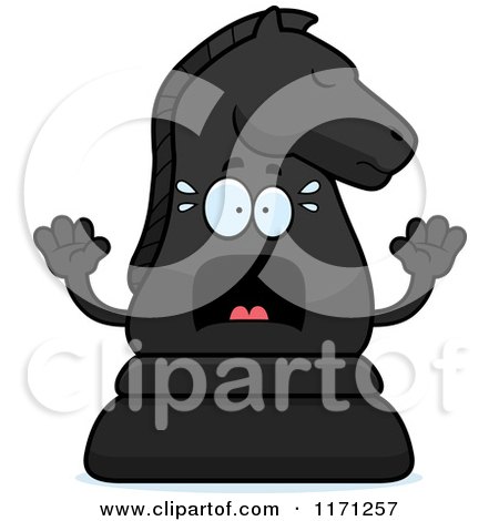 Cartoon of a Screaming Black Chess Knight Mascot - Royalty Free Vector Clipart by Cory Thoman