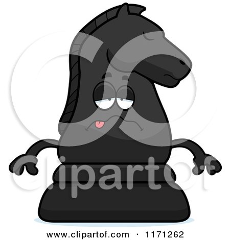Cartoon of a Sick Black Chess Knight Mascot - Royalty Free Vector Clipart by Cory Thoman
