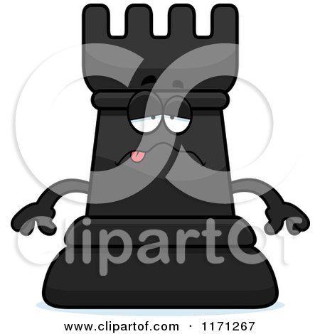 Cartoon of a Sick Black Chess Rook Mascot - Royalty Free Vector Clipart by Cory Thoman
