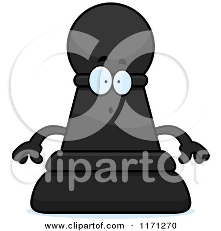 Cartoon of a Surprised Black Chess Pawn Mascot - Royalty Free Vector Clipart by Cory Thoman