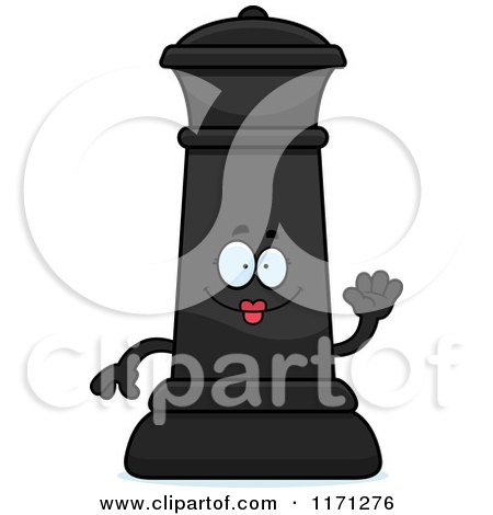 Cartoon of a Waving Black Chess Queen Mascot - Royalty Free Vector Clipart by Cory Thoman