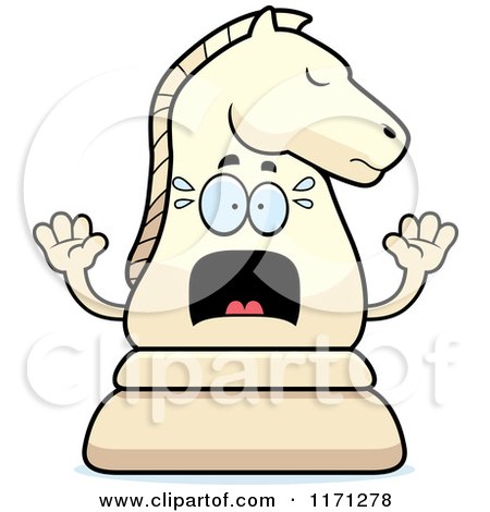 Cartoon of a Screaming White Chess Knight Mascot - Royalty Free Vector Clipart by Cory Thoman