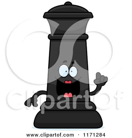 Cartoon of a Smart Black Chess Queen Mascot with an Idea - Royalty Free Vector Clipart by Cory Thoman