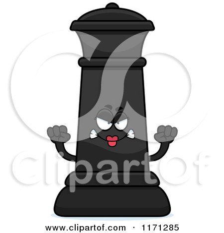 Cartoon of a Mad Black Chess Queen Mascot - Royalty Free Vector Clipart by Cory Thoman