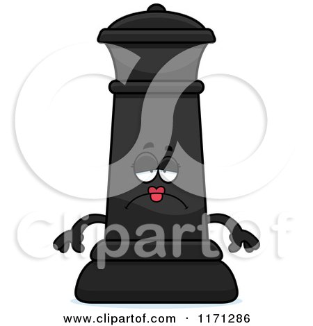 Cartoon of a Depressed Black Chess Queen Mascot - Royalty Free Vector Clipart by Cory Thoman