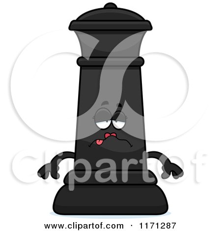 Cartoon of a Sick Black Chess Queen Mascot - Royalty Free Vector Clipart by Cory Thoman