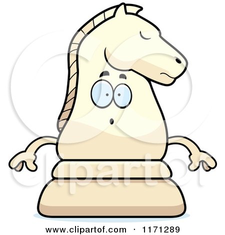 Cartoon of a Surprised White Chess Knight Mascot - Royalty Free Vector Clipart by Cory Thoman