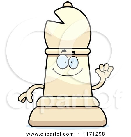 Cartoon of a Happy White Chess Bishop Piece - Royalty Free Vector Clipart by Cory Thoman