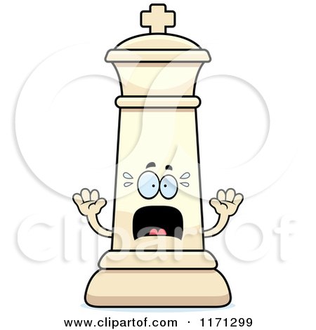 Cartoon of a Screaming White Chess King - Royalty Free Vector Clipart by Cory Thoman