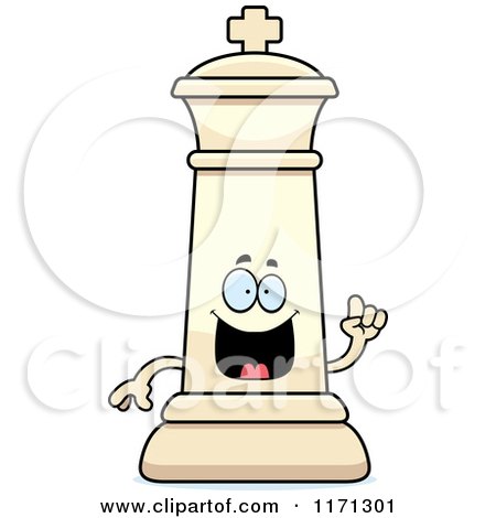 Cartoon of a Smart White Chess King with an Idea - Royalty Free Vector Clipart by Cory Thoman