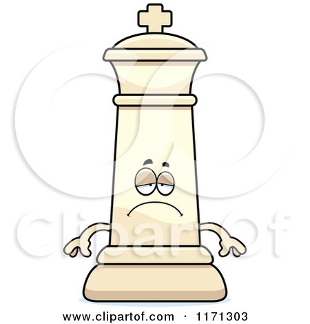 Cartoon of a Depressed White Chess King - Royalty Free Vector Clipart by Cory Thoman