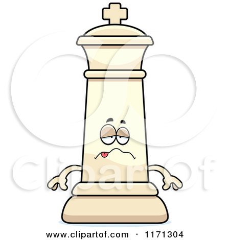 Cartoon of a Sick White Chess King - Royalty Free Vector Clipart by Cory Thoman