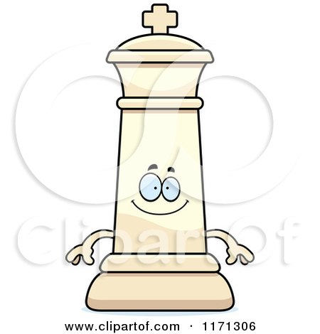 Cartoon of a Happy White Chess King - Royalty Free Vector Clipart by Cory Thoman