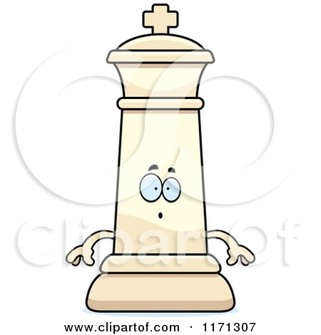 Cartoon of a Surprised White Chess King - Royalty Free Vector Clipart by Cory Thoman