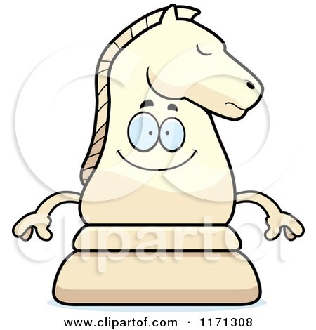 Cartoon of a Happy White Chess Knight Mascot - Royalty Free Vector Clipart by Cory Thoman