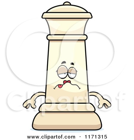 Cartoon of a Sick White Chess Queen Mascot - Royalty Free Vector Clipart by Cory Thoman