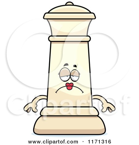 Cartoon of a Depressed White Chess Queen Mascot - Royalty Free Vector Clipart by Cory Thoman