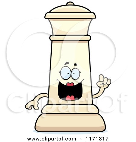 Cartoon of a Smart White Chess Queen Mascot with an Idea - Royalty Free Vector Clipart by Cory Thoman