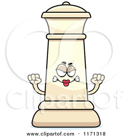 Cartoon of a Mad White Chess Queen Mascot - Royalty Free Vector Clipart by Cory Thoman