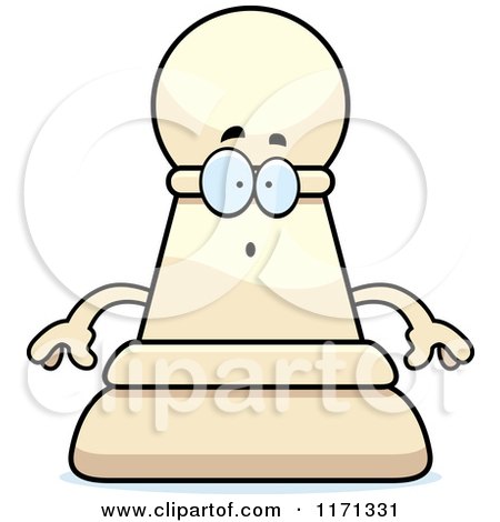 Cartoon of a Surprised White Chess Pawn Mascot - Royalty Free Vector Clipart by Cory Thoman