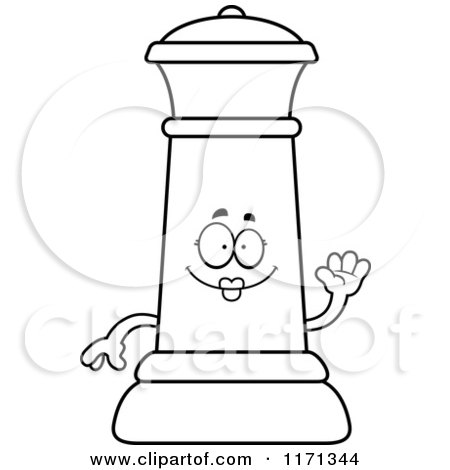 Cartoon Clipart Of A Waving Black Chess Queen Mascot - Vector Outlined Coloring Page by Cory Thoman